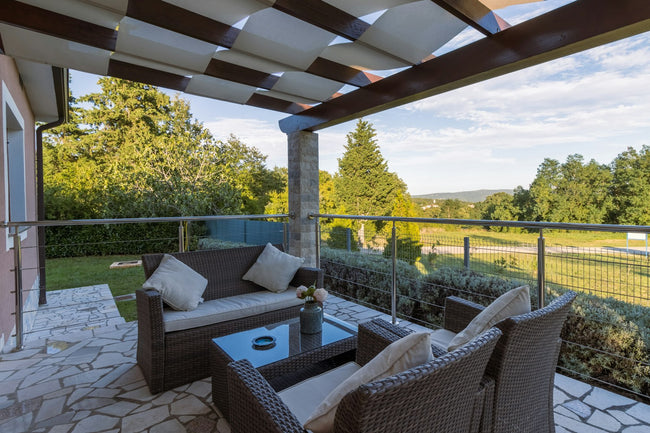 Woven outdoor corner seating and table - category image